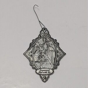 VTG Christmas Nativity Ornament Emmanuel God With Us Verse Luke 2:13-14 Metal